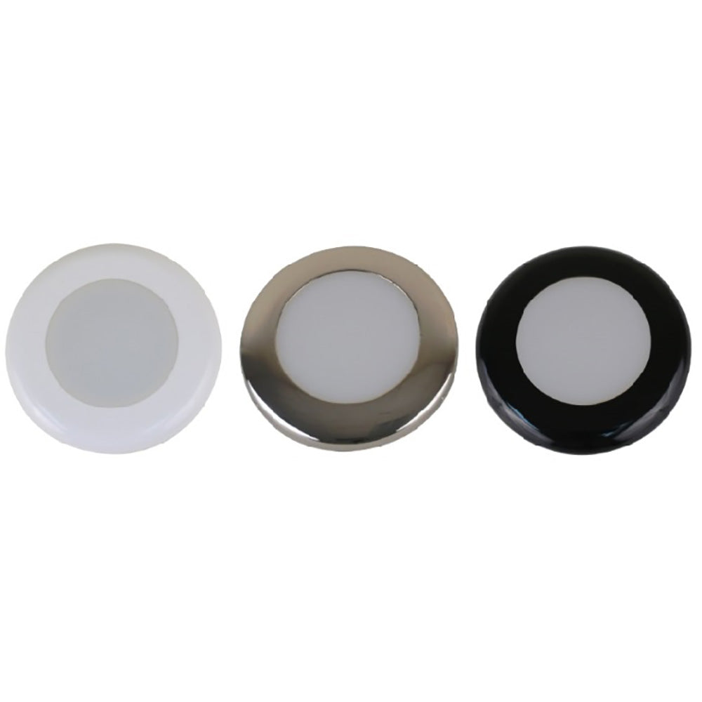 Scandvik A3C Downlight Kit - Cool White w/SS, White, Black Trim Rings - Deckhand Marine Supply