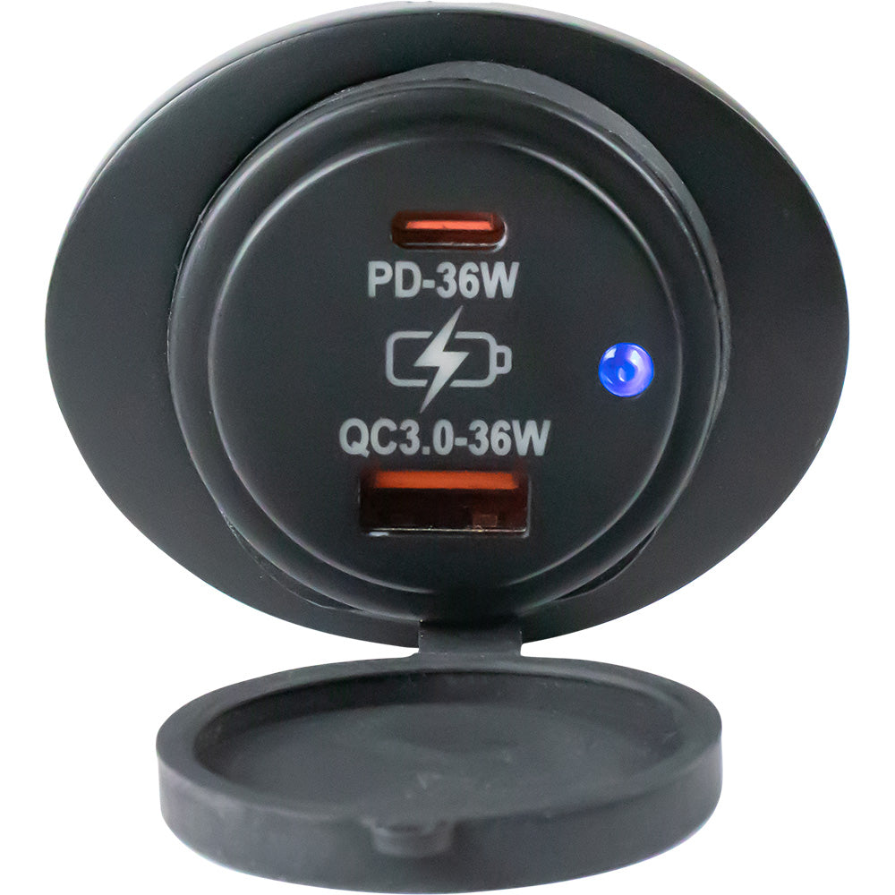Sea-Dog Oval Surface Mount USB 3.0 USB-C Power Socket - Deckhand Marine Supply