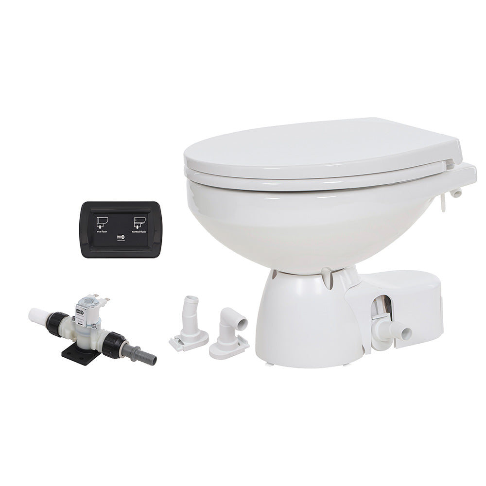 Jabsco Quiet Flush E2 Fresh Water Toilet Regular Bowl - 12V Soft Close Lid - Deckhand Marine Supply