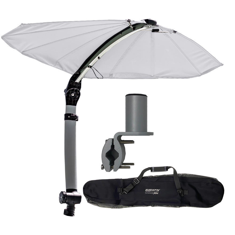 TACO ShadeFin Mini w/White Fabric - Bag Round Rail Mount Kit - Deckhand Marine Supply