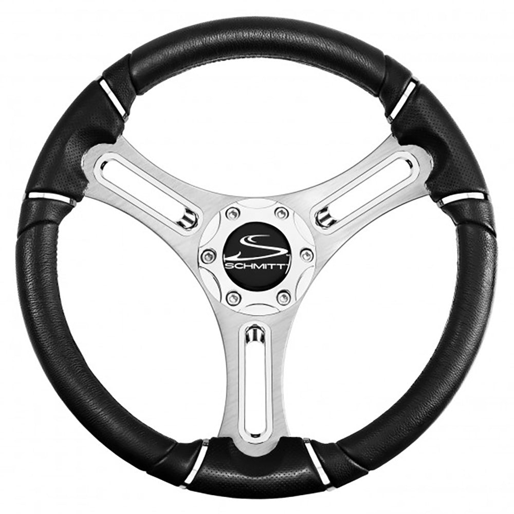 Schmitt Marine Torcello 14" Wheel - 04 Series - Polyurethane Wheel w/Chrome Trim Cap - Brushed Spokes - 3/4" Tapered Shaft - Deckhand Marine Supply