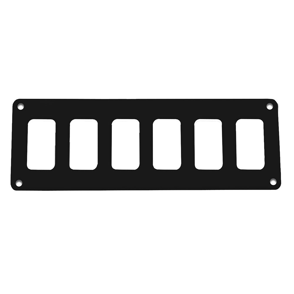 Pacer Switch Panel - 6 Switch 1 Row - 8" x 2.75" - Black Powder Coated Aluminum - Deckhand Marine Supply