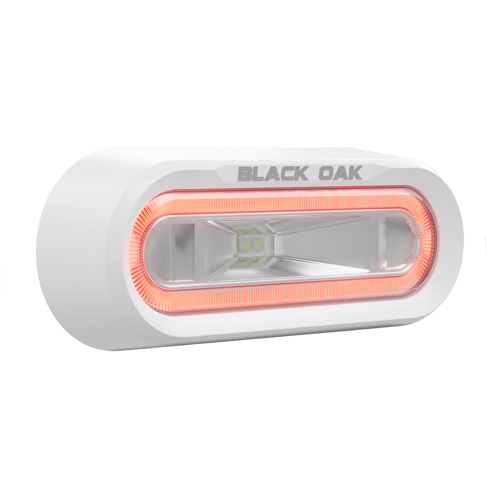 Black Oak Low Pro Off Road Spreader Light - Bracket Mount - White Housing - Red LED - Deckhand Marine Supply
