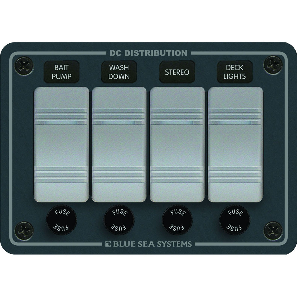 Blue Sea 8262 Waterproof Panel 4 Position - Slate Grey - Deckhand Marine Supply