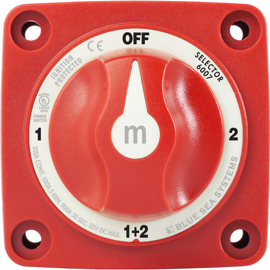 Blue Sea 6007 m-Series (Mini) Battery Switch Selector Four Position Red - Deckhand Marine Supply