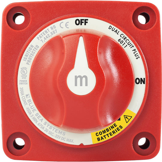 Blue Sea 6011 m-Series (Mini) Battery Switch Dual Circuit Plus - Deckhand Marine Supply