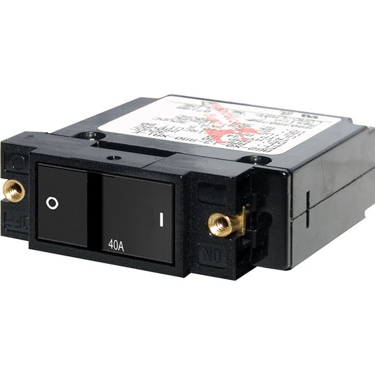 Blue Sea 7407 Single Pole Small Case 2" Flat Rocker Circuit Breaker  -  40 Amp - Deckhand Marine Supply