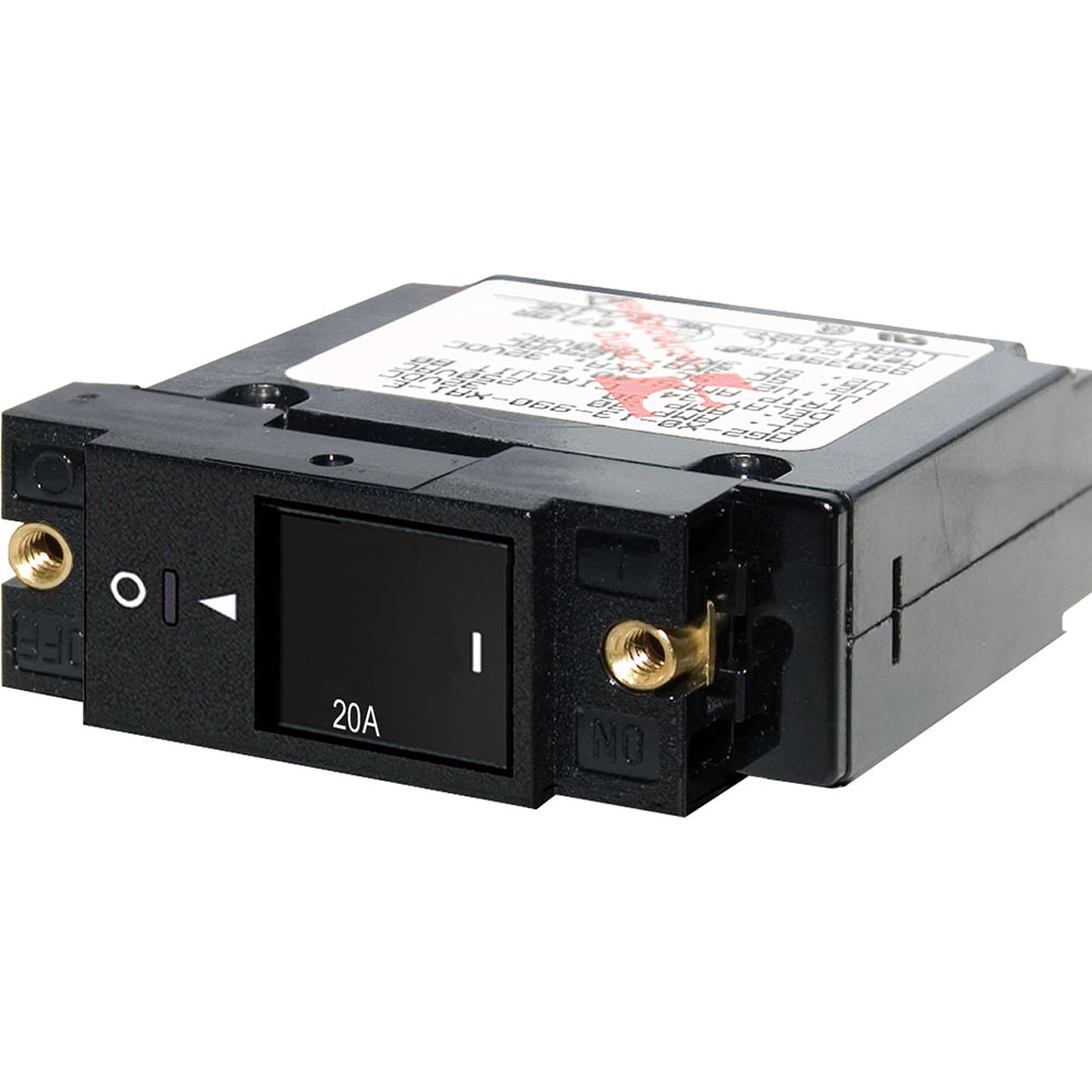Blue Sea 7429 Single Pole Small Case 2" Slot Reset Rocker Circuit Breaker - 20 Amp - Deckhand Marine Supply
