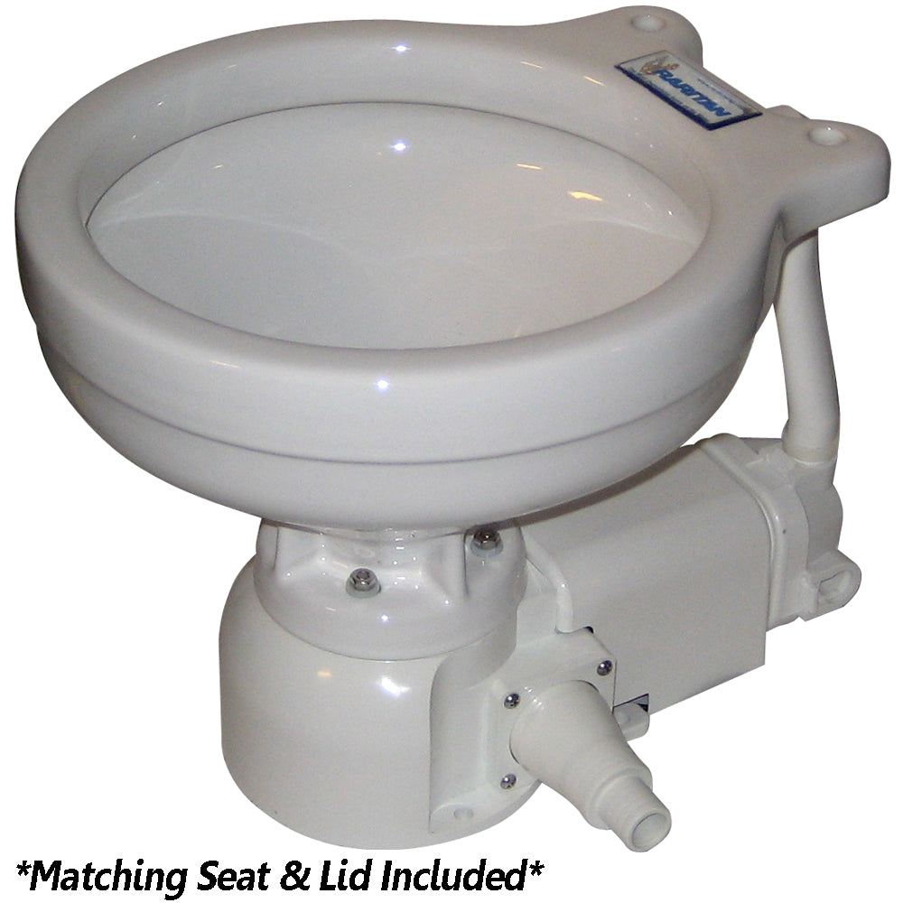 Raritan Sea Era Electric Toilet - Marine Size - Integral Pump - Straight 90 Discharge - 12v - Deckhand Marine Supply