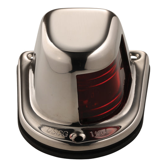 Attwood 1-Mile Deck Mount, Red Sidelight - 12V - Stainless Steel Housing - Deckhand Marine Supply