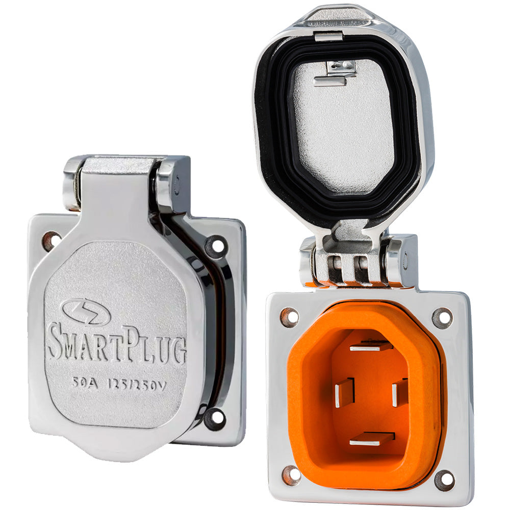 SmartPlug 50 AMP Male Inlet Cover - Stainless Steel - Deckhand Marine Supply