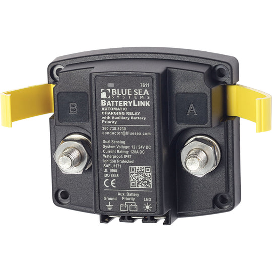 Blue Sea 7611 DC BatteryLink Automatic Charging Relay - 120 Amp w/Auxiliary Battery Charging - Deckhand Marine Supply