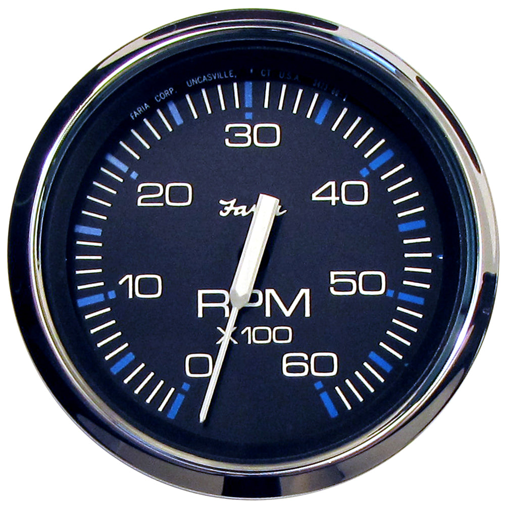 Faria Chesapeake Black 4" Tachometer - 6000 RPM (Gas) (Inboard I/O) - Deckhand Marine Supply