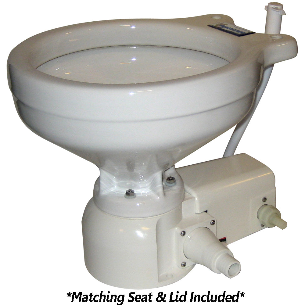 Raritan Sea Era Toilet - Marine Size - Freshwater Solenoid - Straight 90 Discharge - Smart Toilet Control - 12v - Deckhand Marine Supply