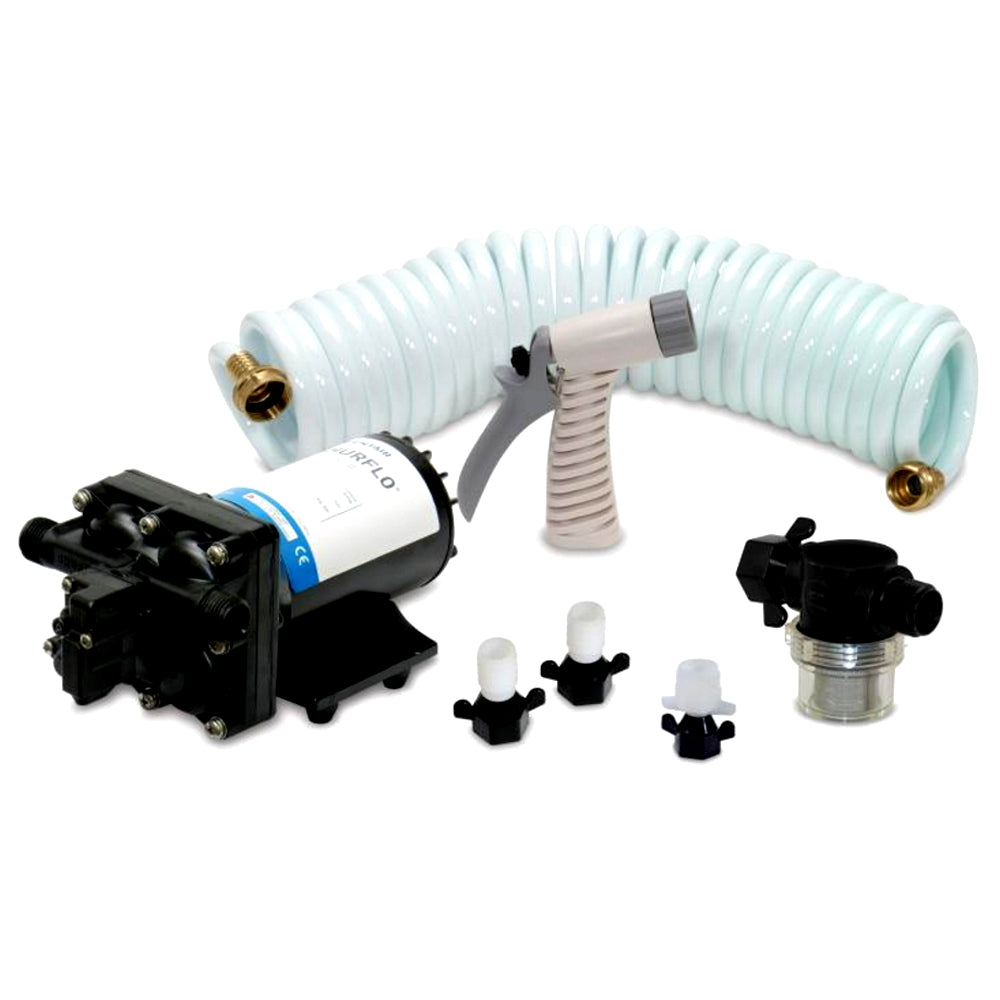 Shurflo by Pentair BLASTERII Washdown Kit - 12VDC, 3.5GPM w/25 Hose, Nozzle, Strainer Fittings - Deckhand Marine Supply