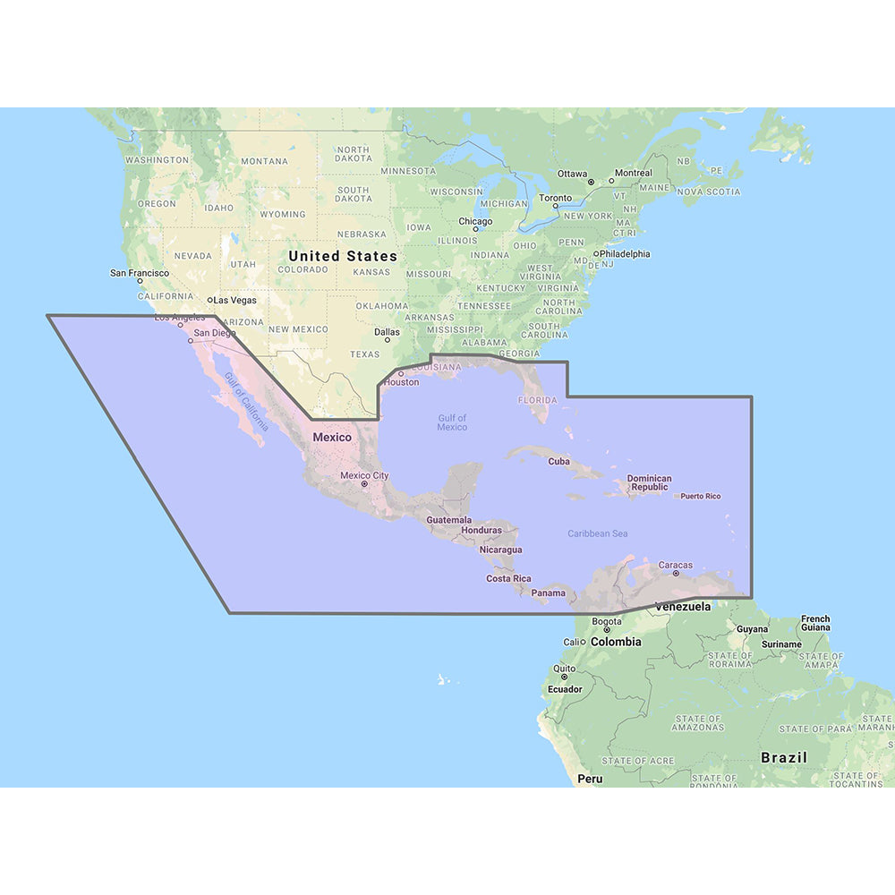 Furuno Central America, Caribbean Part of Mexico Vector Chart - 3D Data Standard Resolution Satellite Photos - Unlock Code - Deckhand Marine Supply