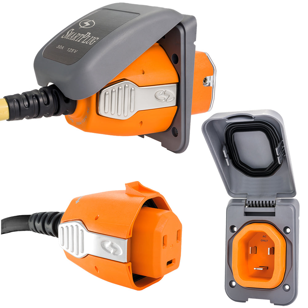 SmartPlug 30 AMP Inlet Female Cord Connector Combo - Grey - Deckhand Marine Supply