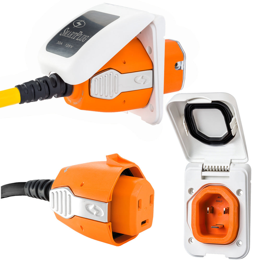 SmartPlug 30 AMP Inlet Female Cord Connector Combo - White - Deckhand Marine Supply