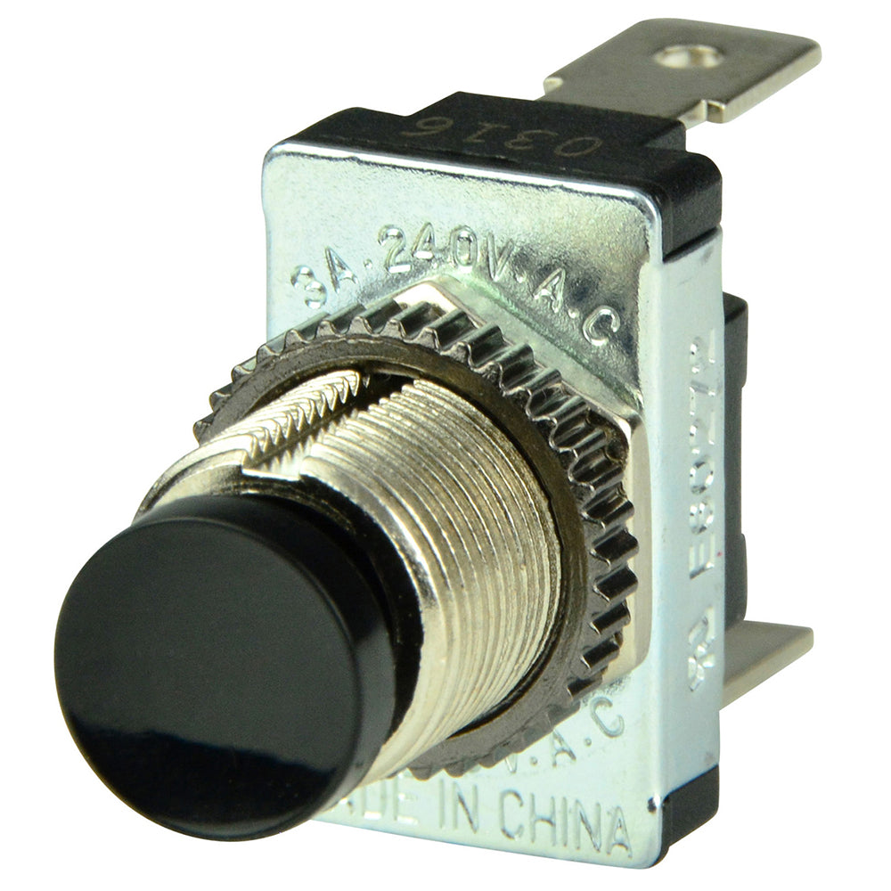 BEP Black SPST Momentary Contact Switch - OFF/(ON) - Deckhand Marine Supply