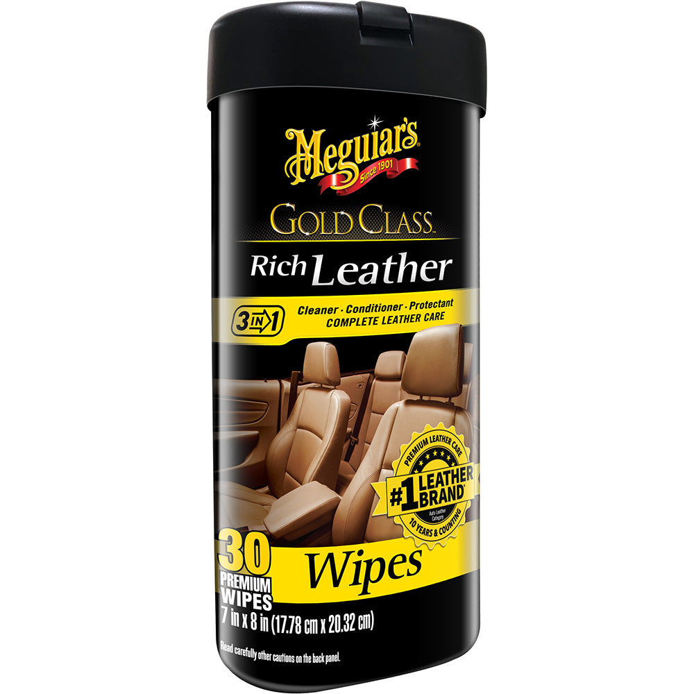 Meguiars Gold Class Rich Leather Cleaner Conditioner Wipes - Deckhand Marine Supply
