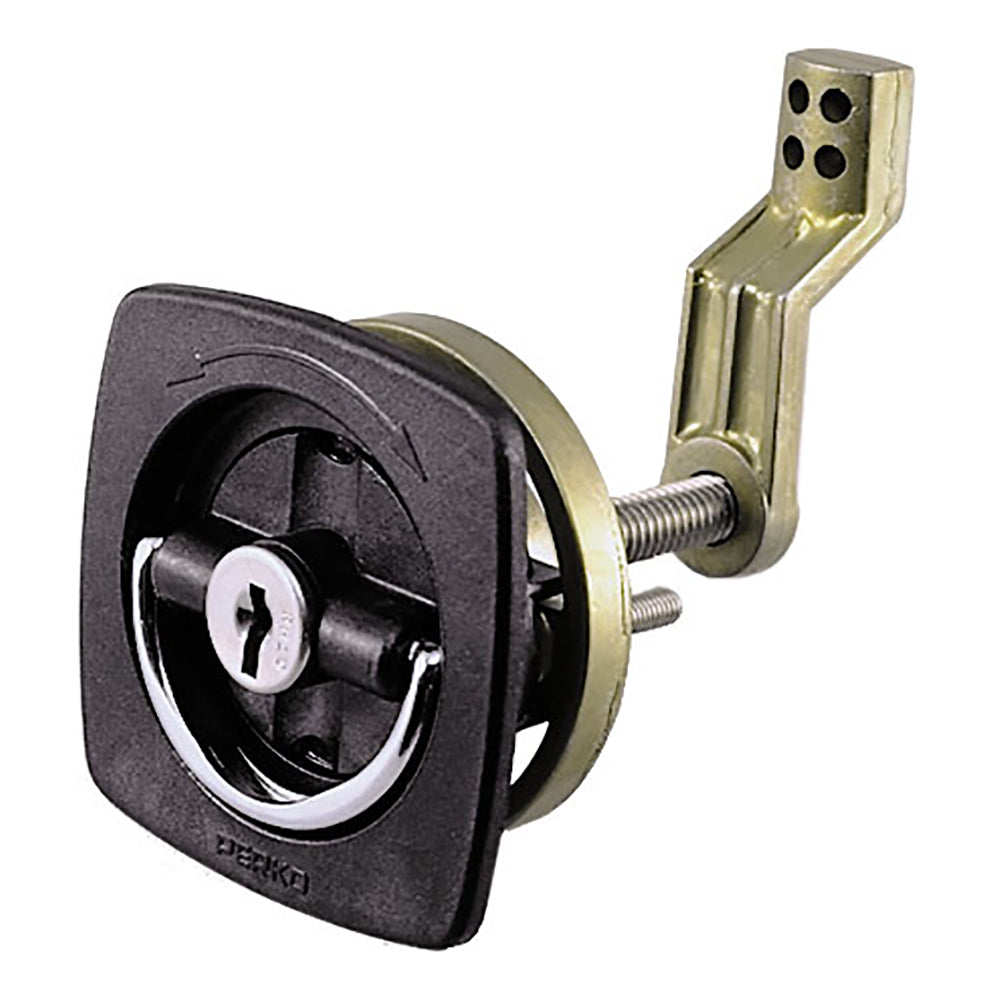 Perko Black Flush Lock - 2.5" x 2.5" w/Offset Cam Bar Flexible Polymer Strike - Deckhand Marine Supply
