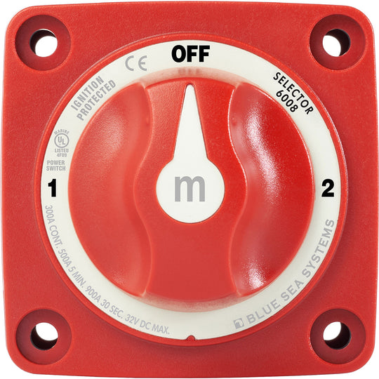Blue Sea 6008 M-Series Battery Switch 3 Position - Red - Deckhand Marine Supply