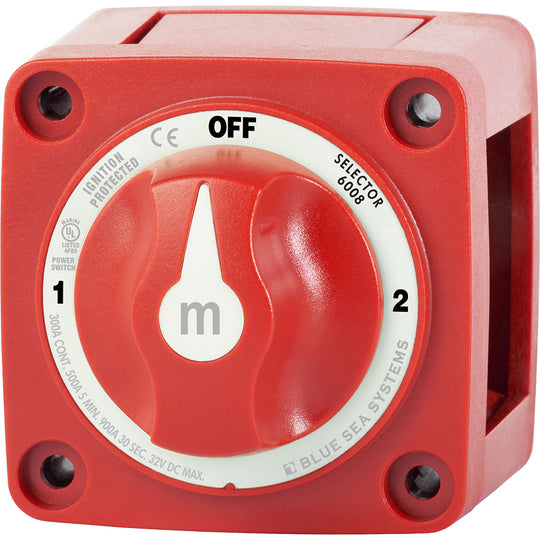 Blue Sea 6008 M-Series Battery Switch 3 Position - Red - Deckhand Marine Supply