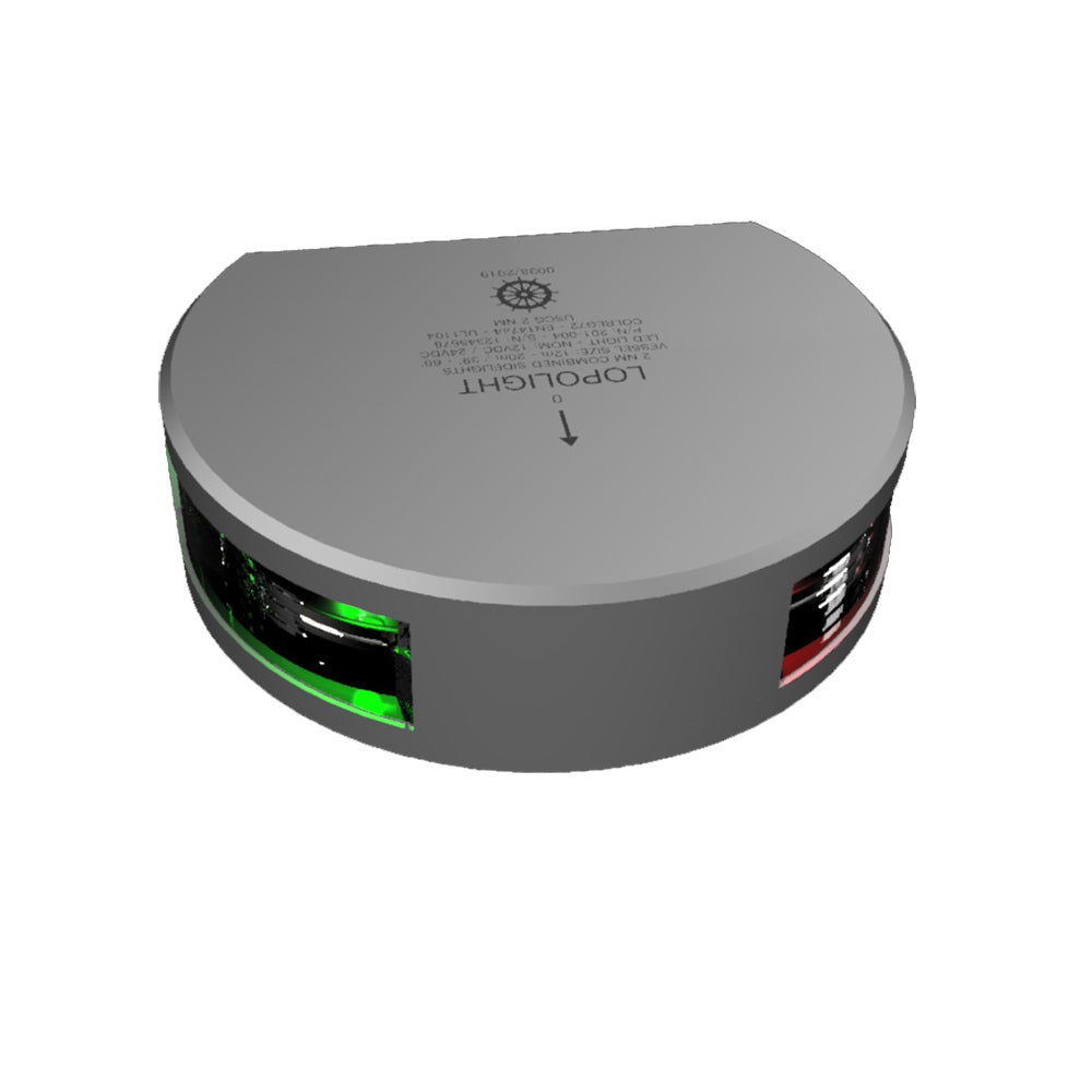 Lopolght Series 201-004 - Starboard Port Sidelight - 2NM - Vertical Mount - Green/Red - Silver Housing - Deckhand Marine Supply