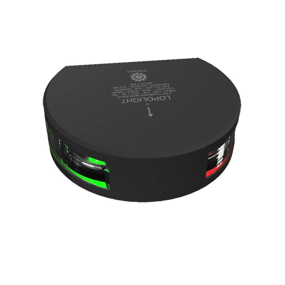 Lopolght Series 201-004 - Starboard Port Sidelight - 2NM - Vertical Mount - Green/Red - Black Housing - Deckhand Marine Supply