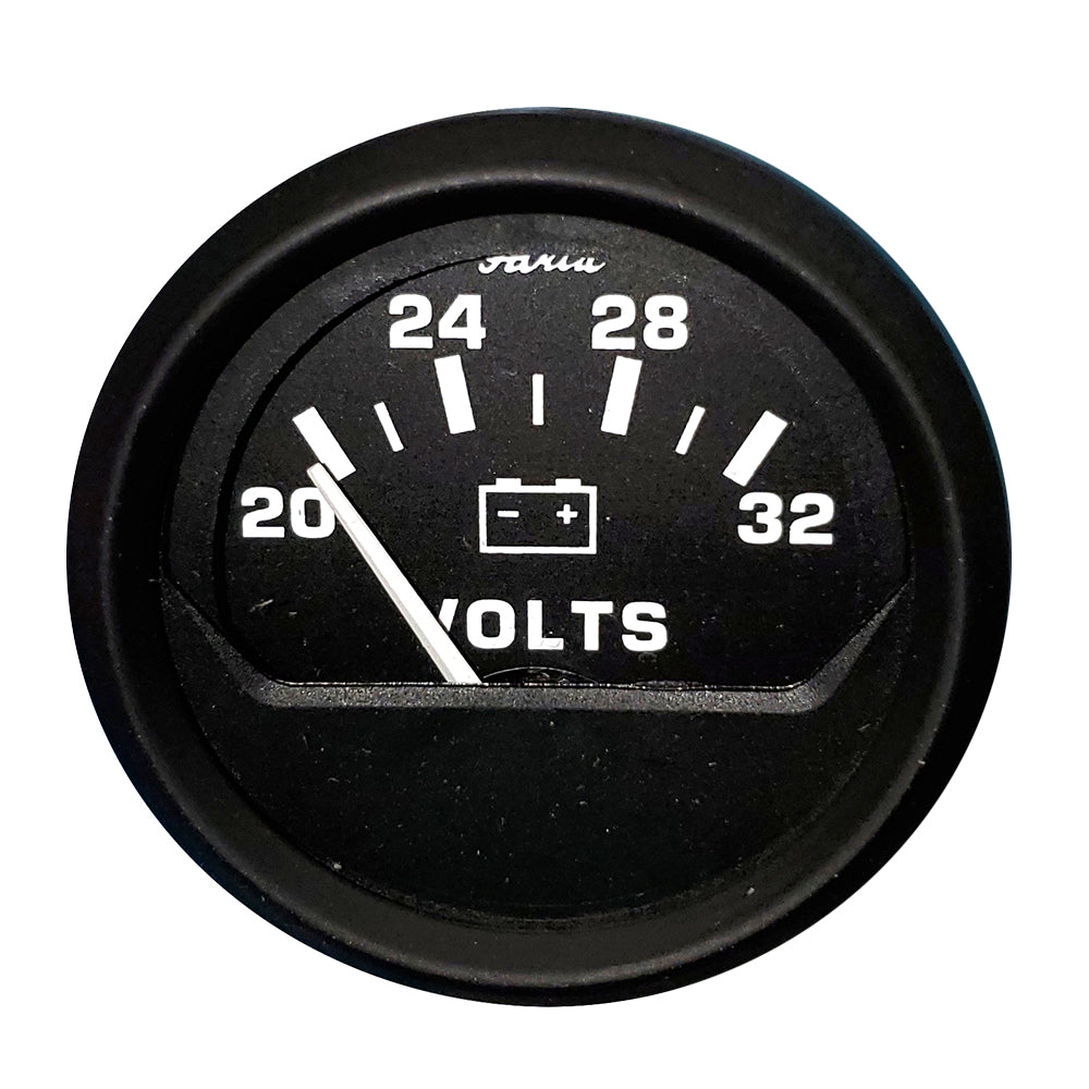 Faria Euro Black 2" Voltmeter (20-32 V) - Deckhand Marine Supply