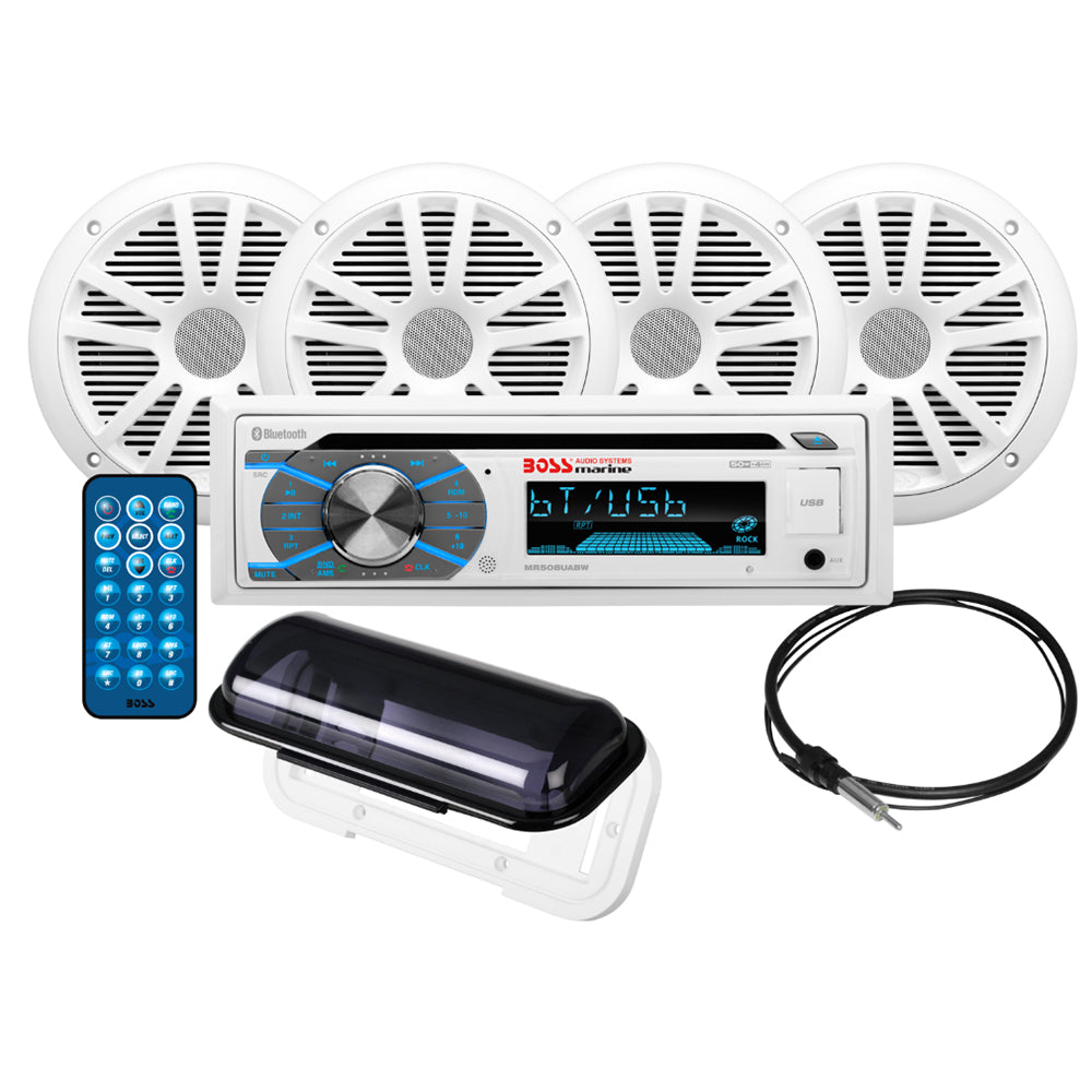 Boss Audio MCK508WB.64S Marine Stereo 2 Pairs of 6.5" Speaker Kit - White - Deckhand Marine Supply