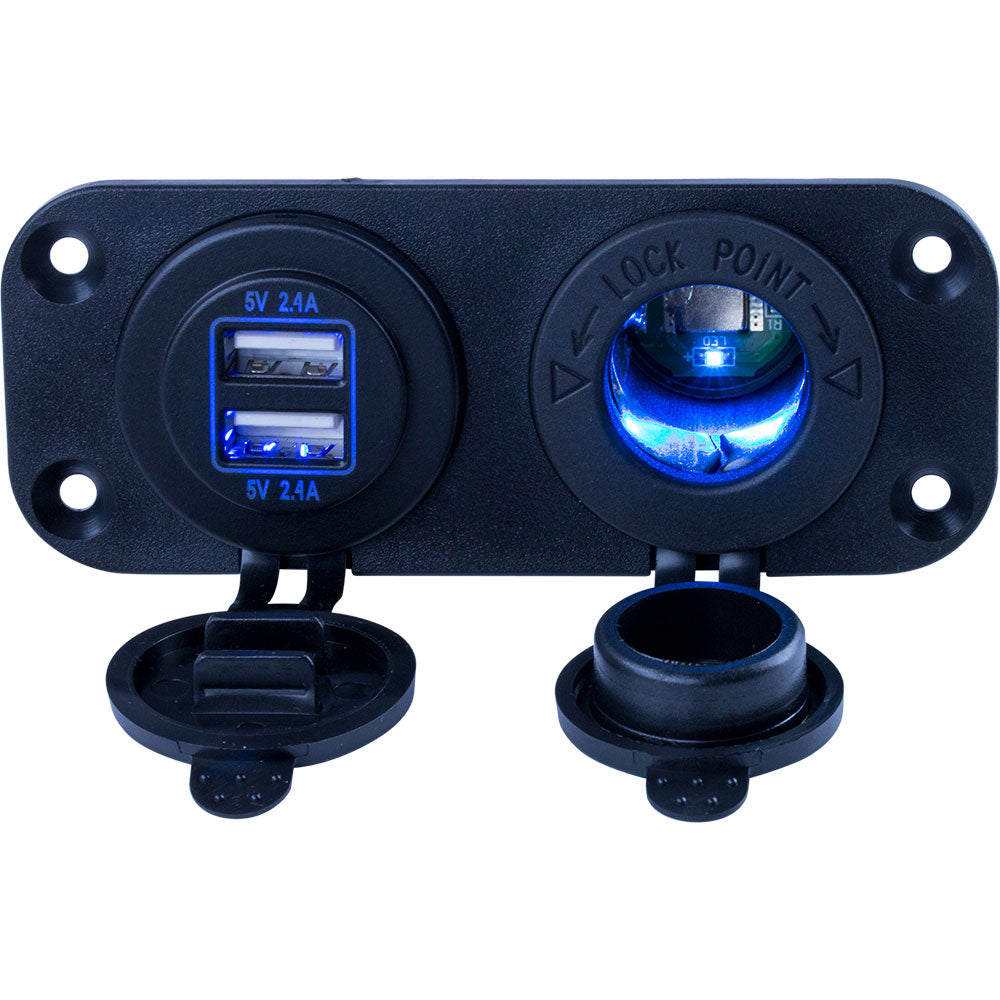 Sea-Dog Double USB Power Socket Panel - Deckhand Marine Supply