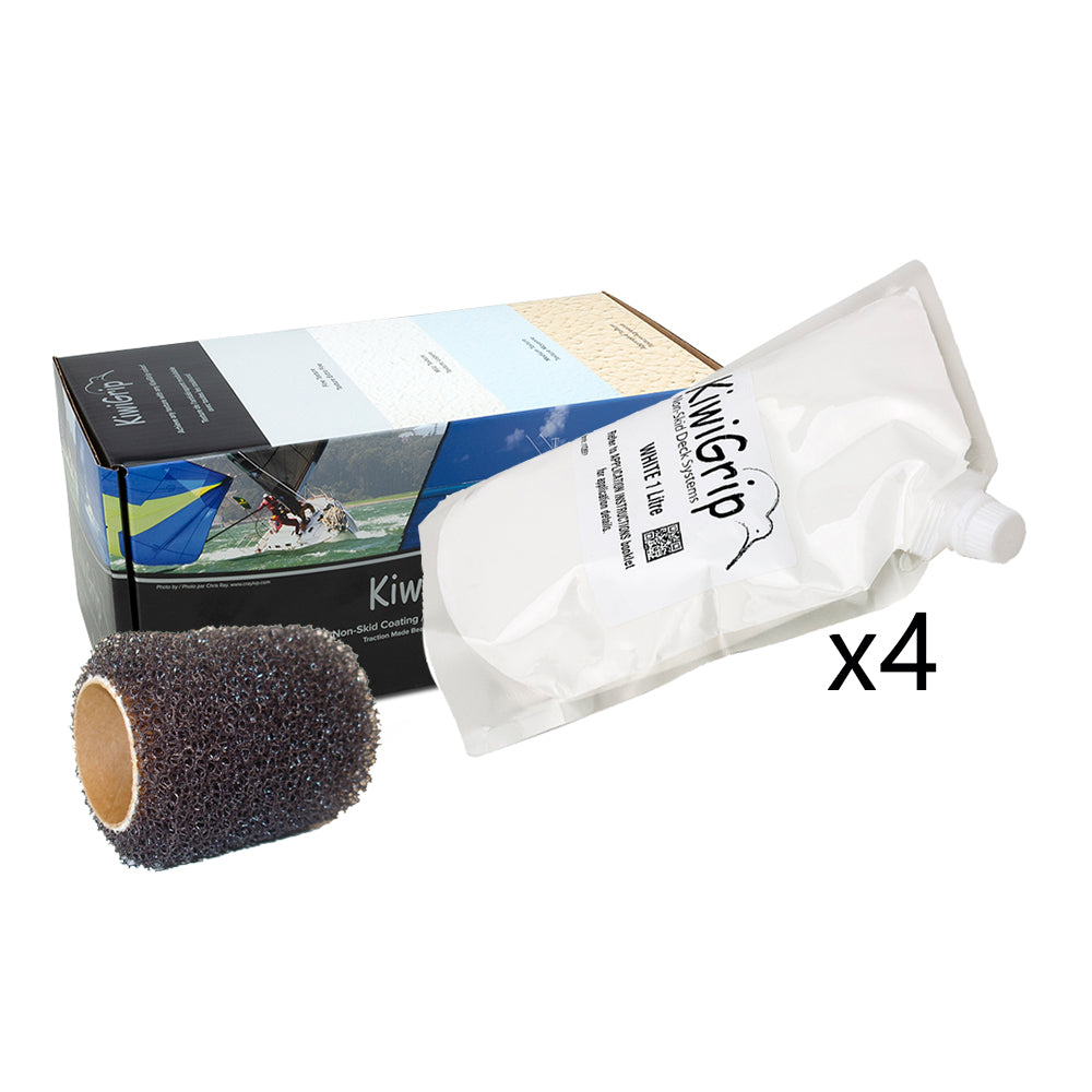 KiwiGrip 4 - 1 Liter Pouches - White w/4" Roller - Deckhand Marine Supply