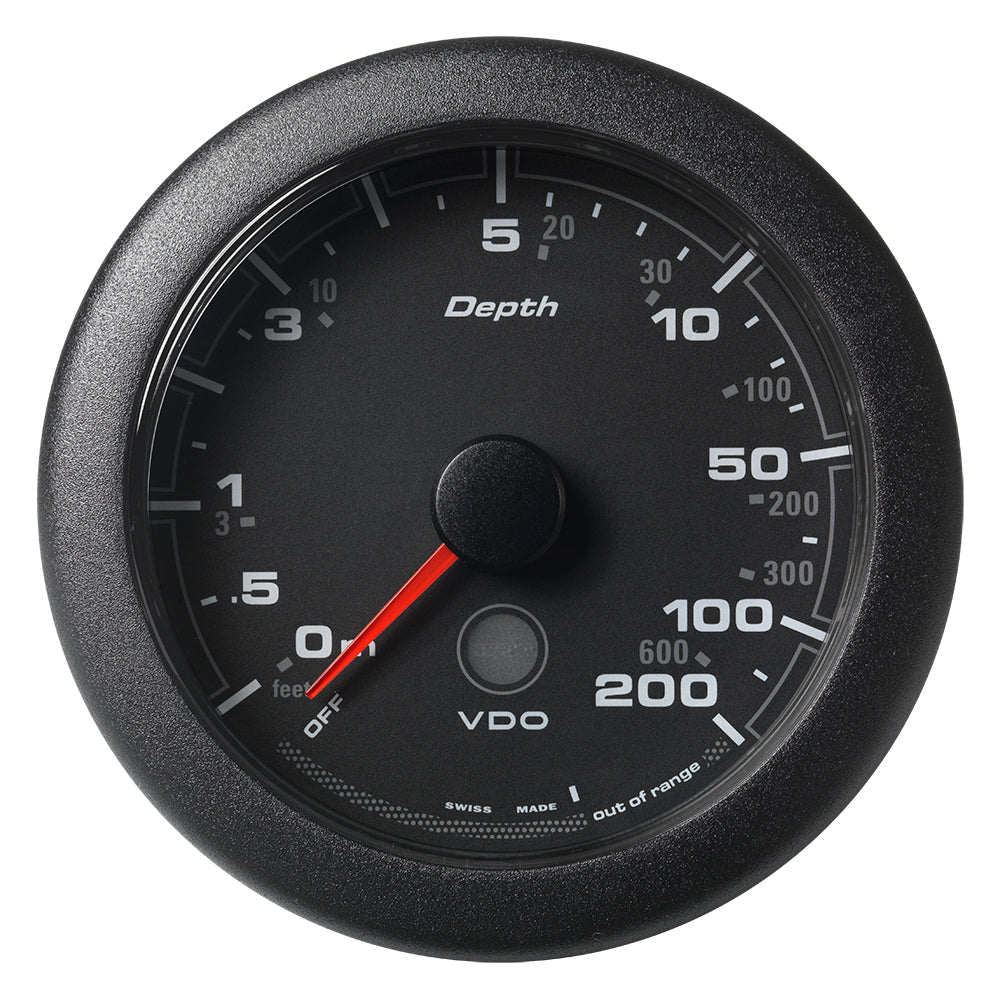 Veratron 3-3/8" (85MM) OceanLink Depth Gauge (200M/600) - Black Dial Bezel - Deckhand Marine Supply