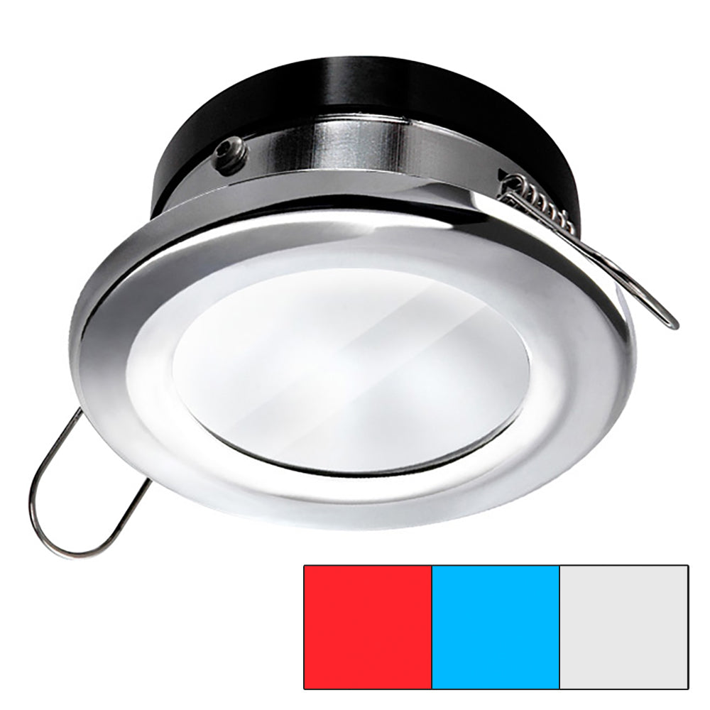 i2Systems Apeiron A1120 Spring Mount Light - Round - Red, Cool White Blue - Polished Chrome - Deckhand Marine Supply