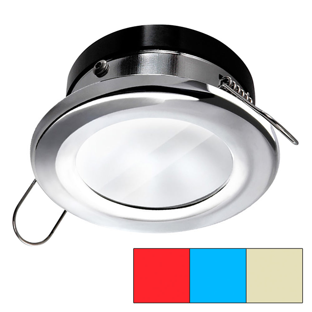 i2Systems Apeiron A1120 Spring Mount Light - Round - Red, Warm White Blue - Polished Chrome - Deckhand Marine Supply