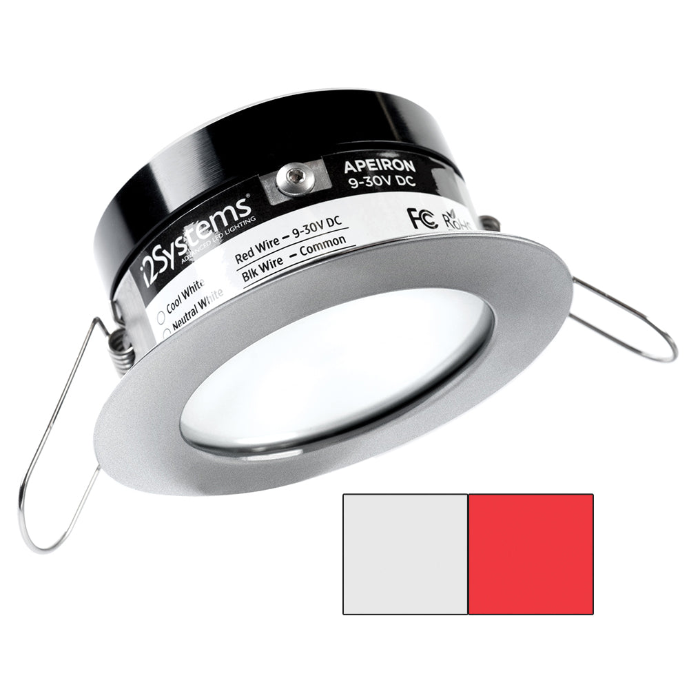 i2Systems Apeiron PRO A503 - 3W Spring Mount Light - Round - Cool White Red - Brushed Nickel Finish - Deckhand Marine Supply