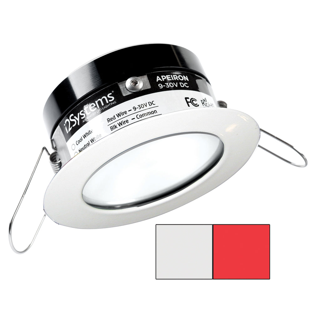 i2Systems Apeiron PRO A503 - 3W Spring Mount Light - Round - Cool White Red - White Finish - Deckhand Marine Supply