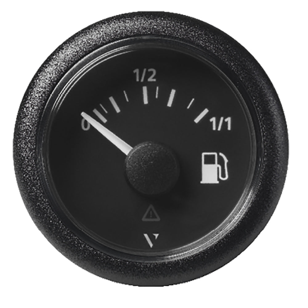 Veratron 52MM (2-1/16") ViewLine Fuel Level Gauge 0-1/1 - 3 to 180 OHM - Black Dial Round Bezel - Deckhand Marine Supply