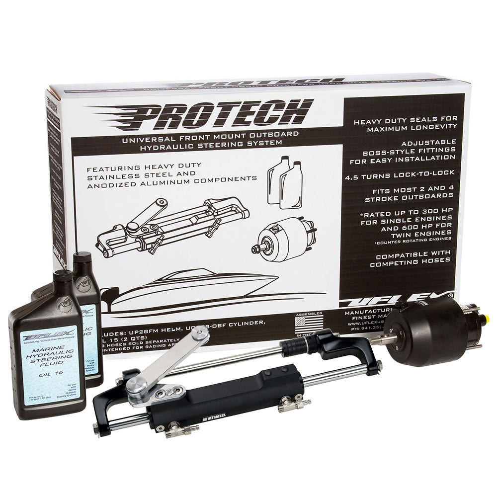 Uflex PROTECH 1.1 Front Mount OB Hydraulic System - Includes UP28 FM Helm, Oil UC128-TS/1 Cylinder - No Hoses - Deckhand Marine Supply