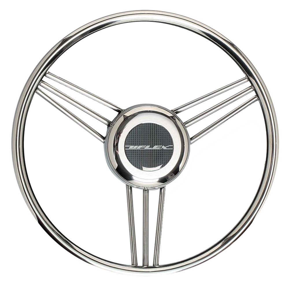 Uflex V27 13.8" Steering Wheel - Stainless Steel Grip Spokes - Deckhand Marine Supply