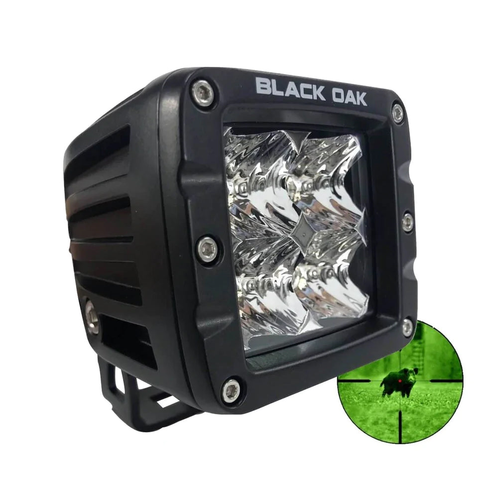 Black Oak Pro Series 3.0 2" 940nm Infrared Pod Light - Flood Optics - Black Housing - Deckhand Marine Supply