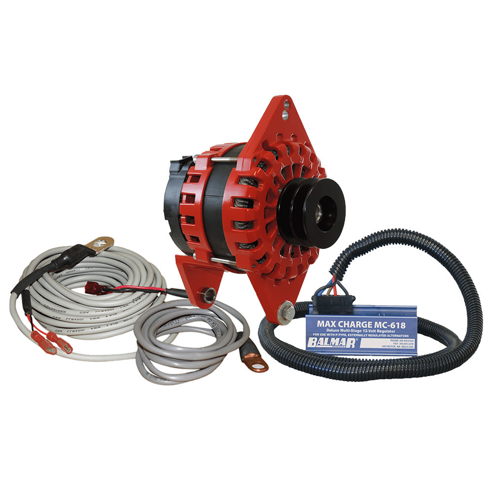 Balmar Alternator 250 AMP Kit 12V 4" Dual Foot Saddle Dual Vee Pulley Regulator Temp Sensor - Deckhand Marine Supply