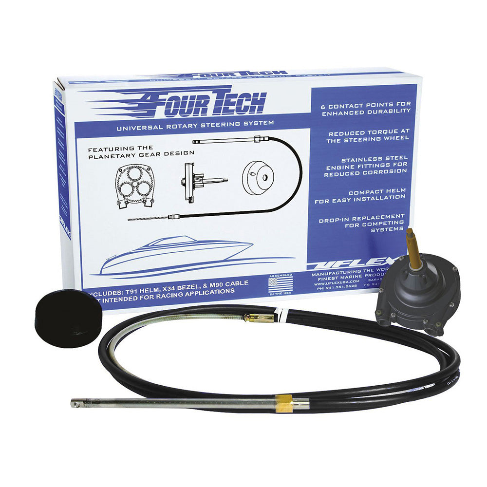 Uflex Fourtech 17 Black Mach Rotary Steering System with Helm, Bezel Cable - Deckhand Marine Supply