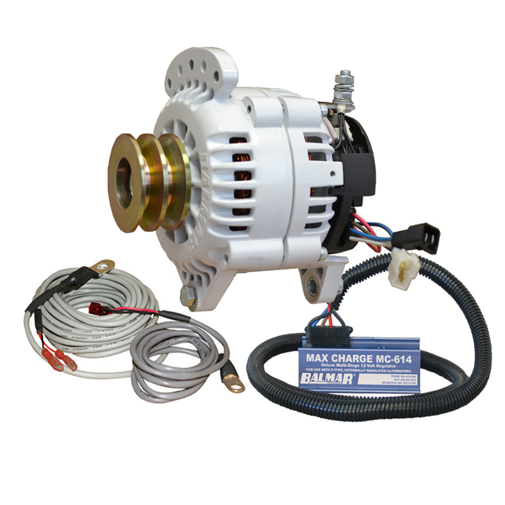 Balmar Alternator 100 AMP Kit 12V 3.15" Dual Foot Saddle Dual Pulley Regulator Temp Sensor - Deckhand Marine Supply