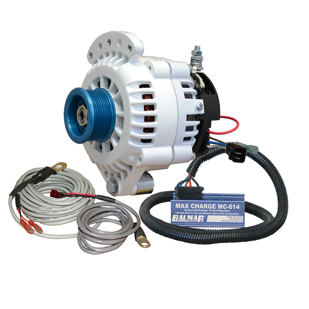 Balmar Alternator 100 AMP Kit 12V 1-2" Single Foot Spindle Mount J10 Pulley Regulator Temp Sensor - Deckhand Marine Supply