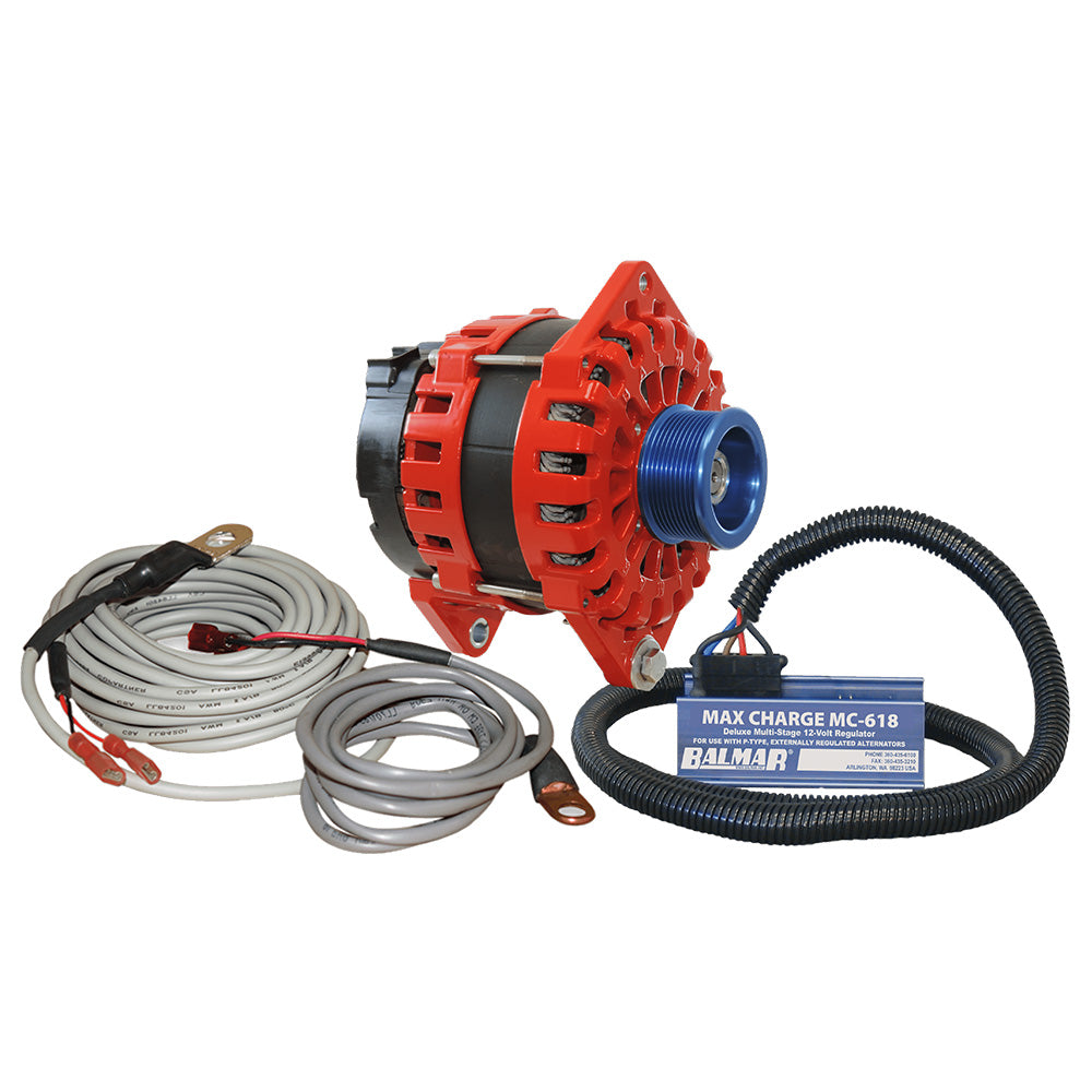 Balmar Alternator 250 AMP Kit 12V 3.15" Dual Foot Saddle J10 Pulley Regulator Temp Sensor - Deckhand Marine Supply
