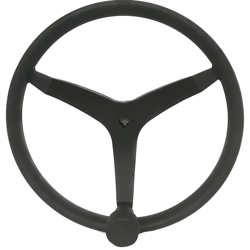 Uflex - V46 - 13.5" Stainless Steel Steering Wheel w/Speed Knob - Black - Deckhand Marine Supply