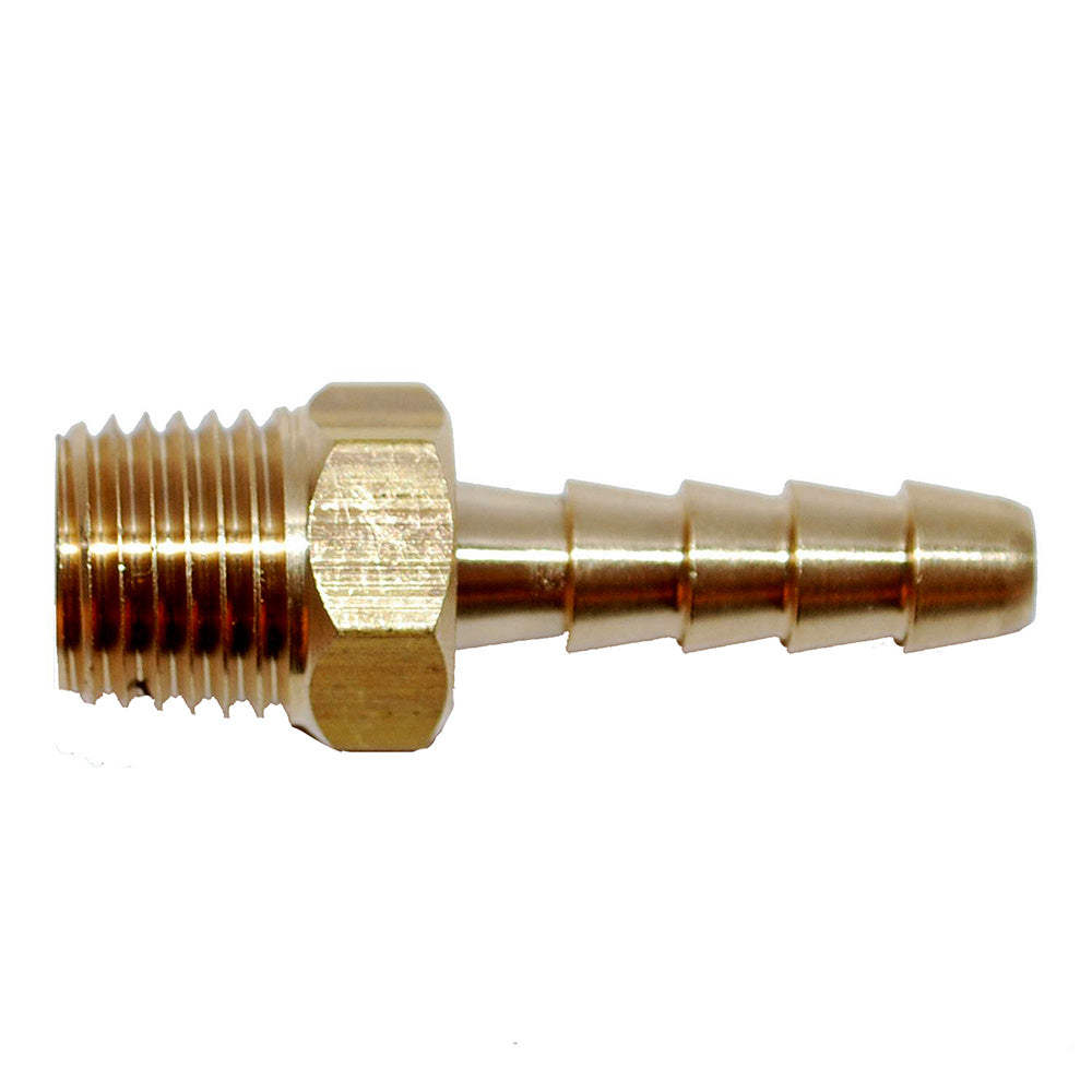 Attwood Universal Brass Fuel Hose Fitting - 1/4" NPT x 3/8" Barb - Deckhand Marine Supply
