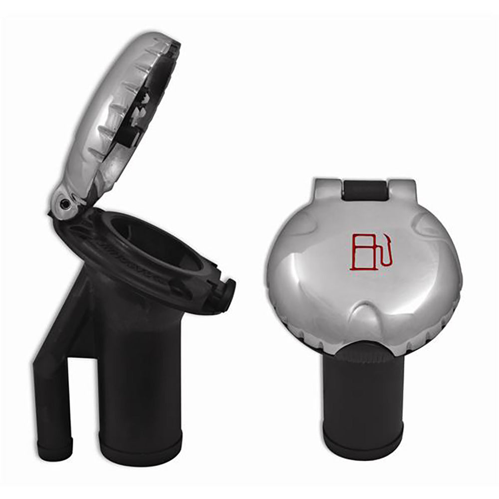 Attwood Deck Fill f/Pressure Relief Systems - Angled Body Scalloped Stainless Steel Cap - Deckhand Marine Supply